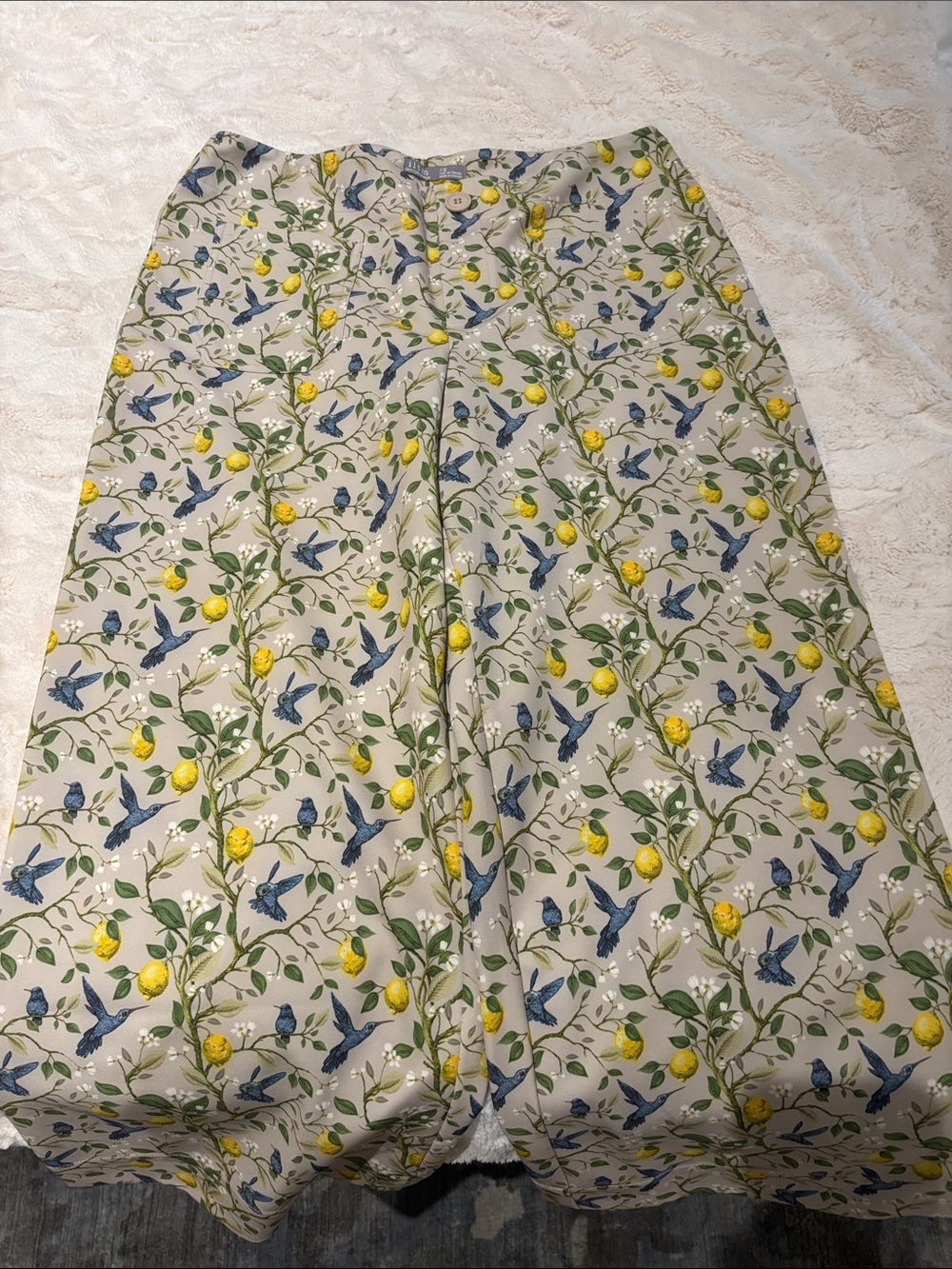 Ankle Crop Pants with Lemon & Bluebird Print